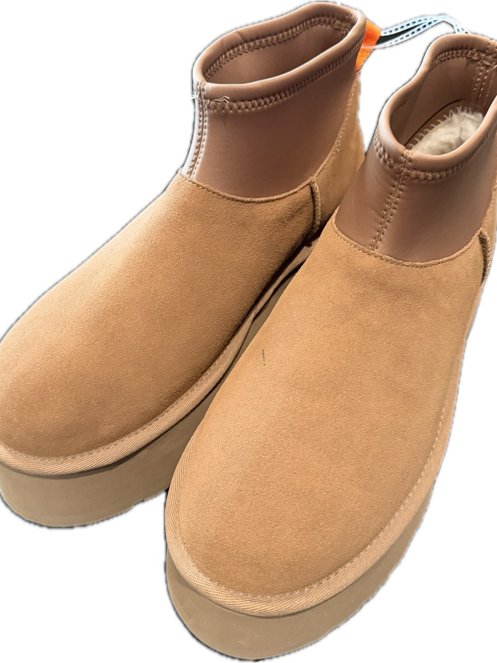 Men's Tan Platform Chelsea Boots - Suede Upper